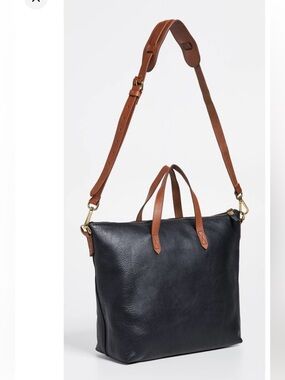 MADEWELL The Zip-Top Transport Carryall Shoulder Tote Black / Brown Leather